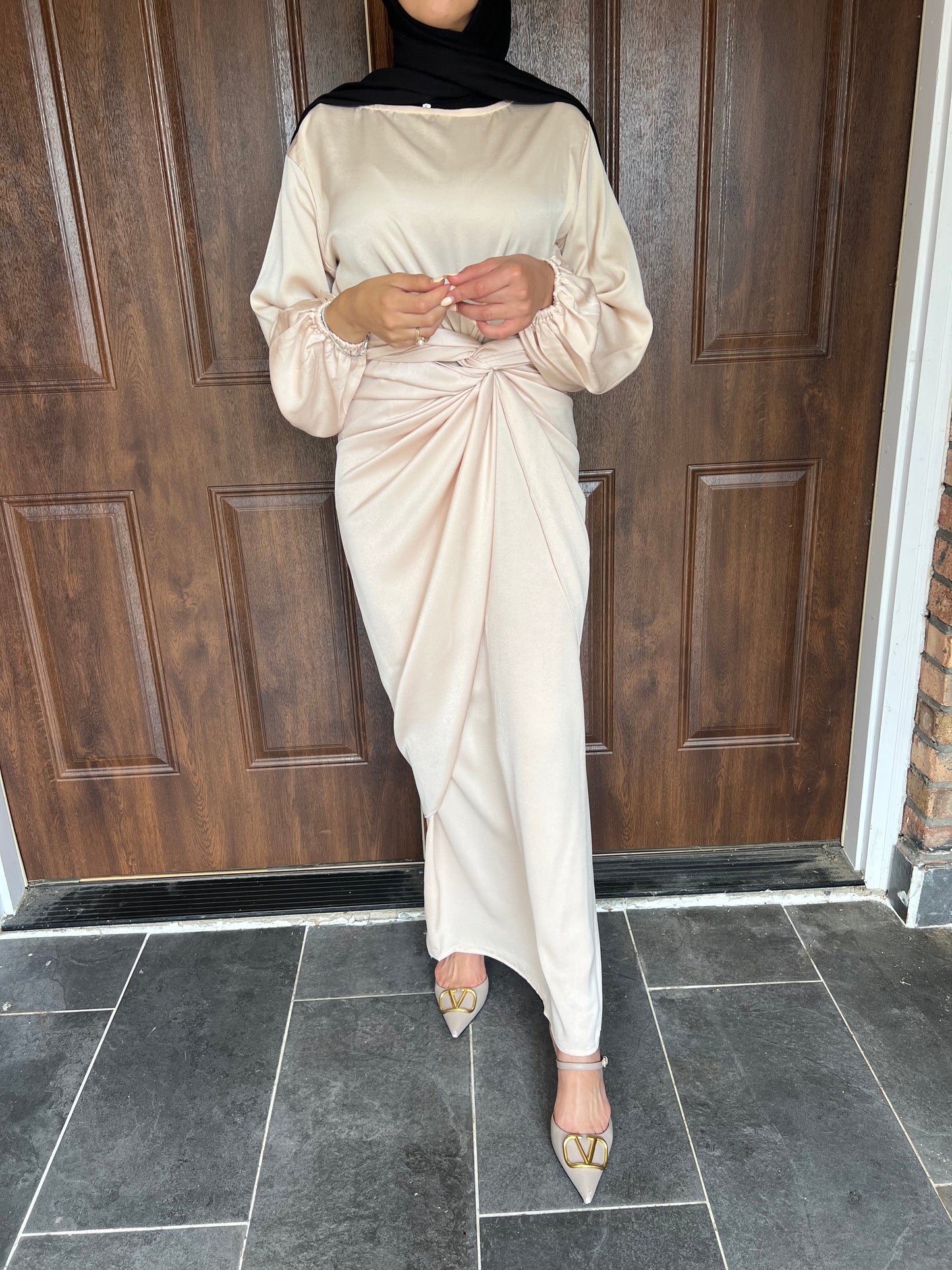 2 Pcs Suede Dress With Tie-Wrap Skirt