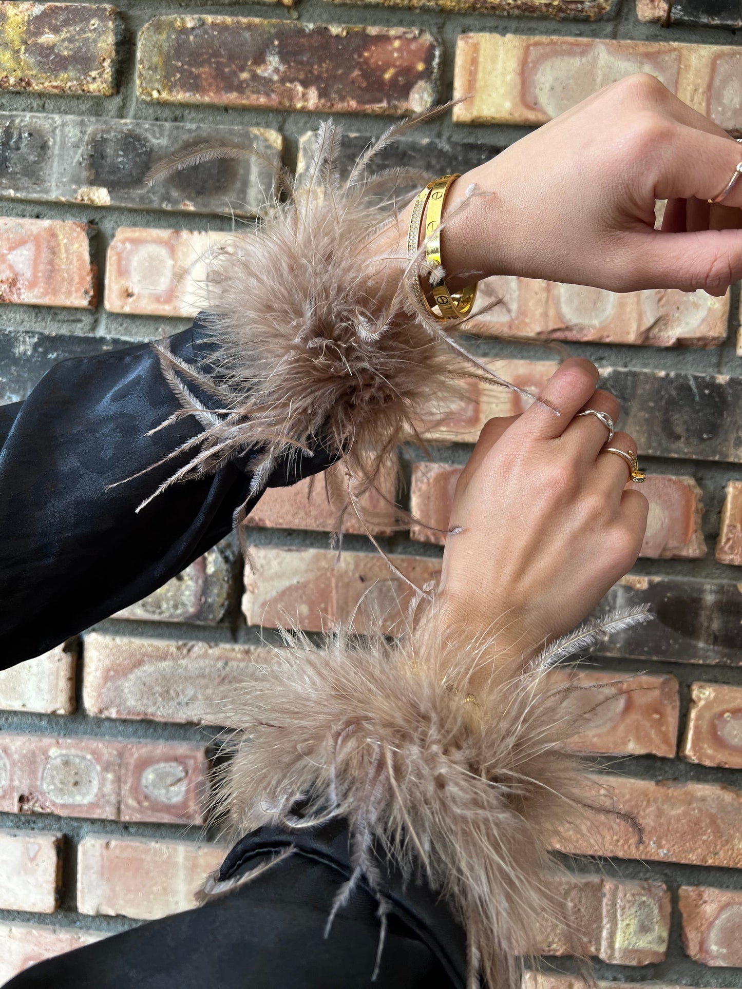 Feather Fur Cuffs Set Of 2