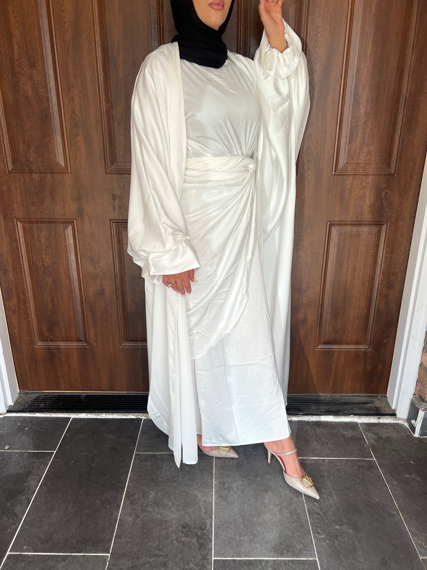 Suede Satin Open Butterfly Abaya