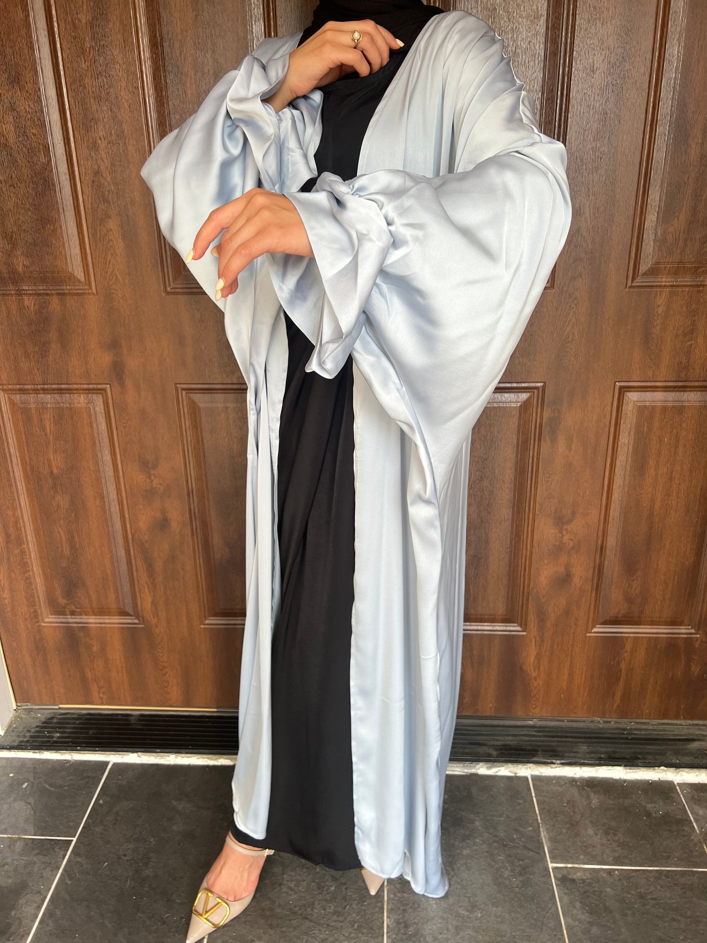 Suede Satin Open Butterfly Abaya