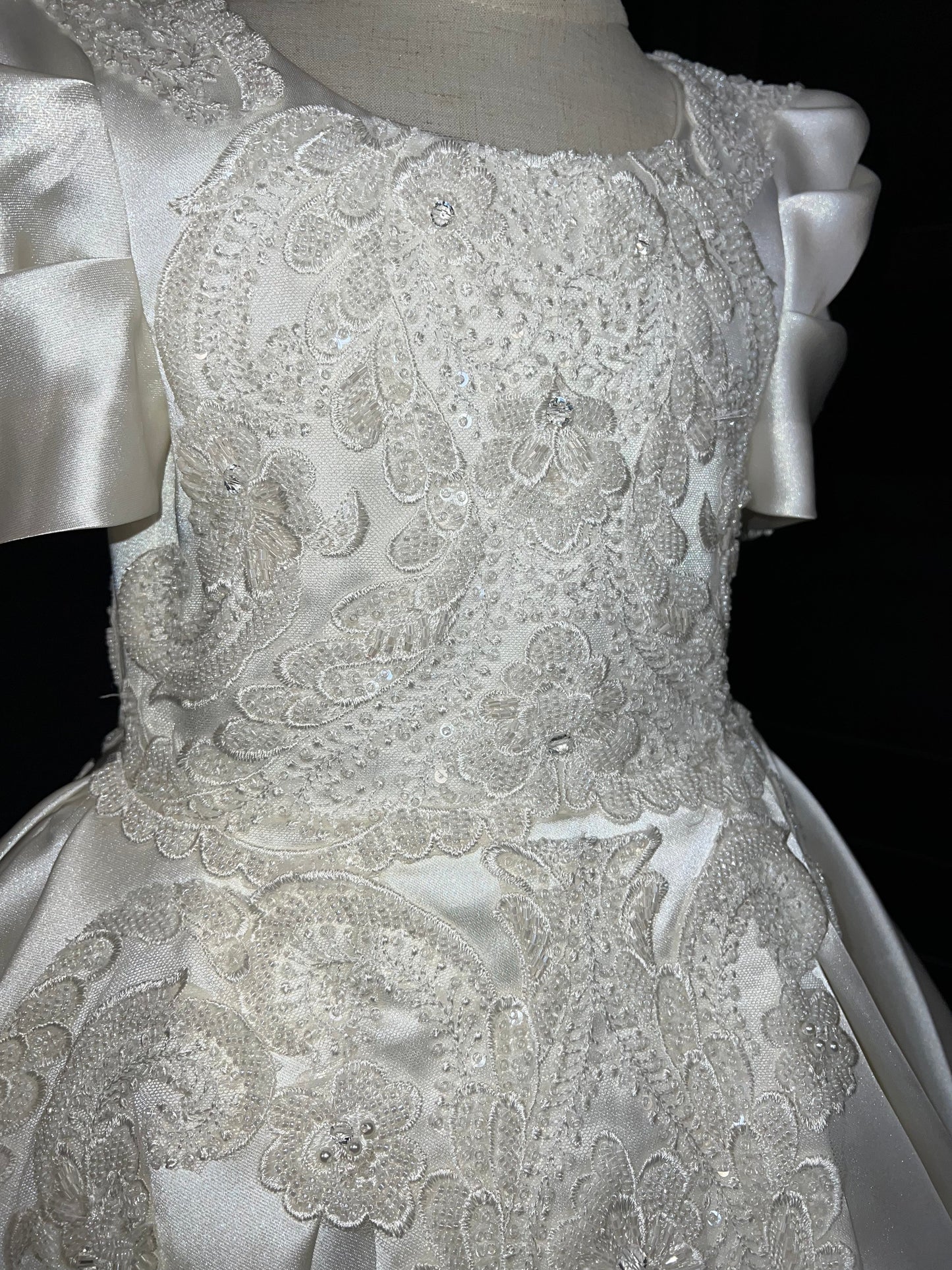 Rudeen Luxury Off White Lace Puffy Flower Girl Dress