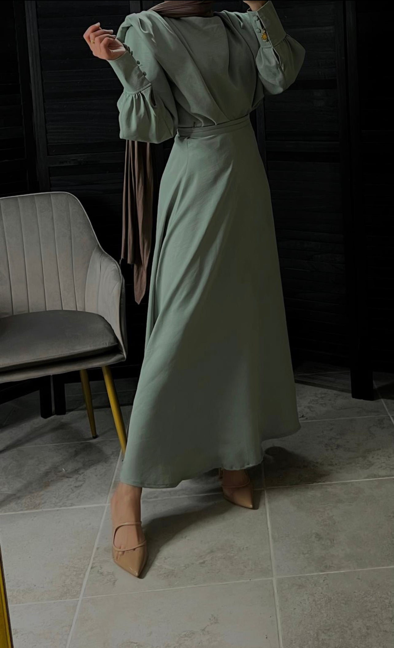 Satin Padded Two Piece Maxi Skirt Set