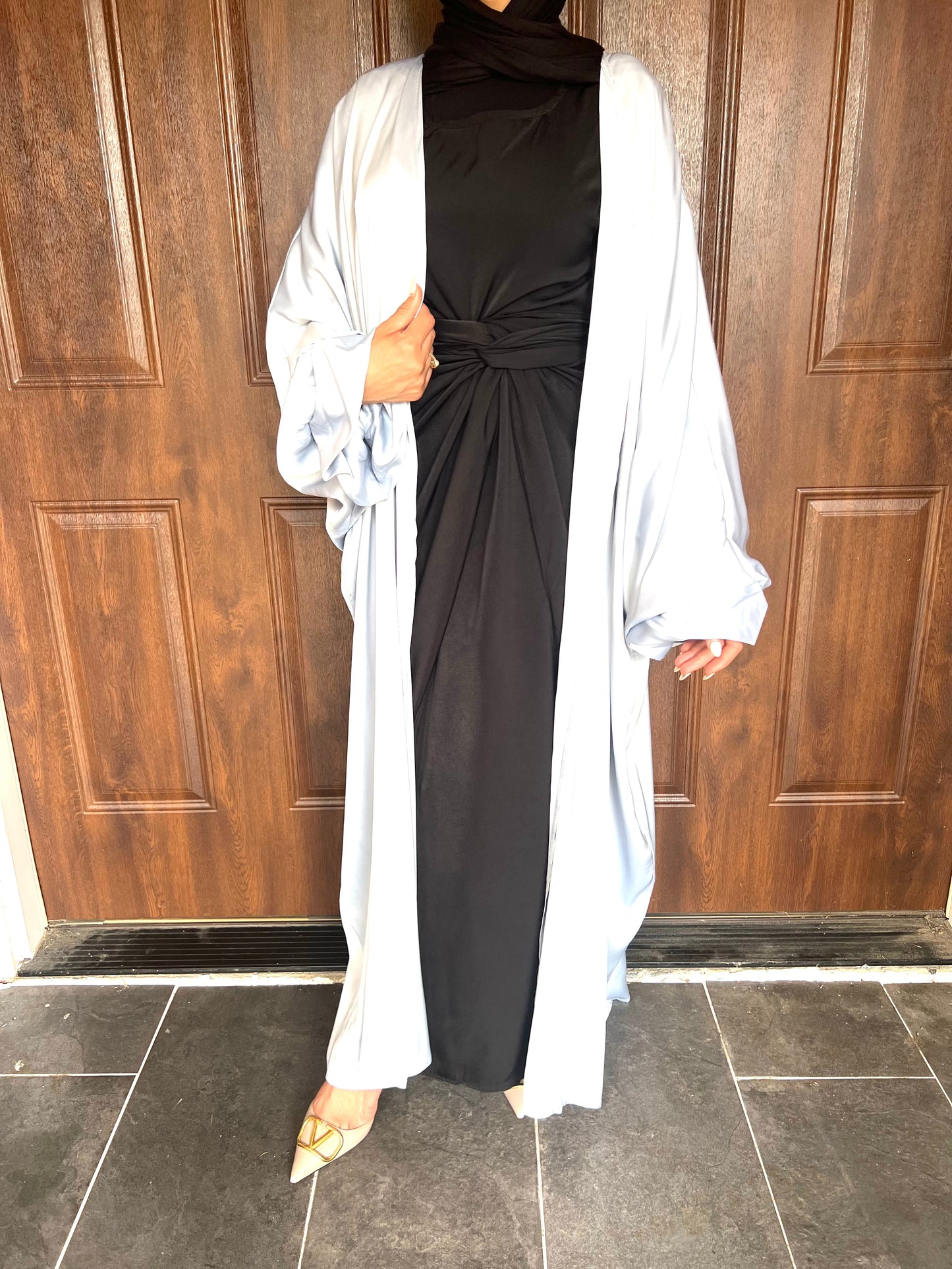 Suede Satin Open Butterfly Abaya