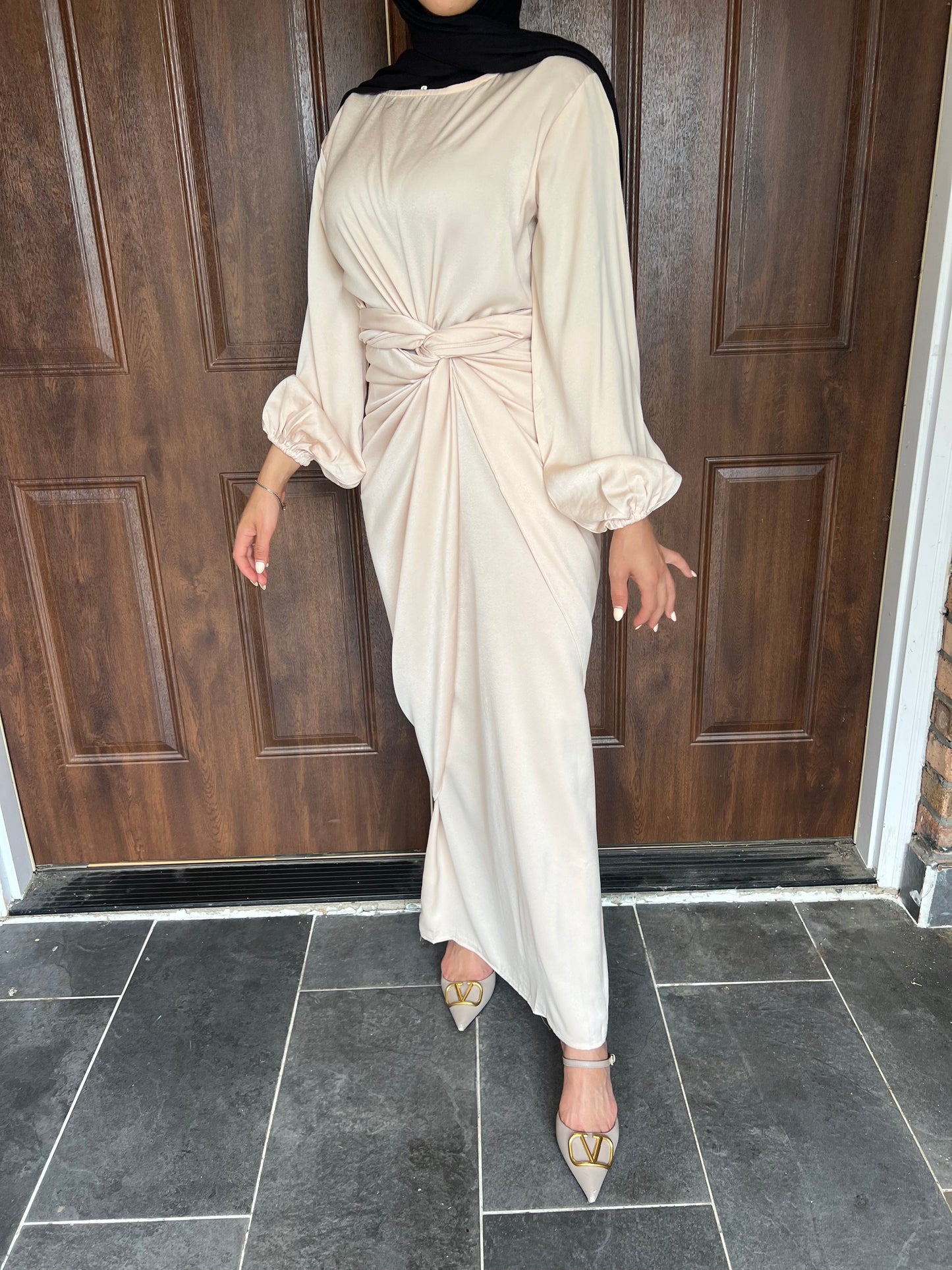 2 Pcs Suede Dress With Tie-Wrap Skirt