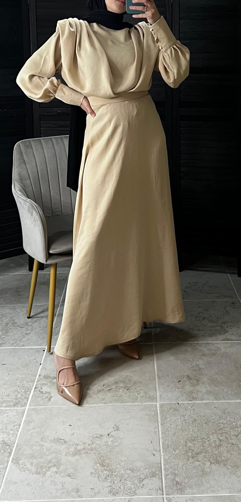 Satin Padded Two Piece Maxi Skirt Set