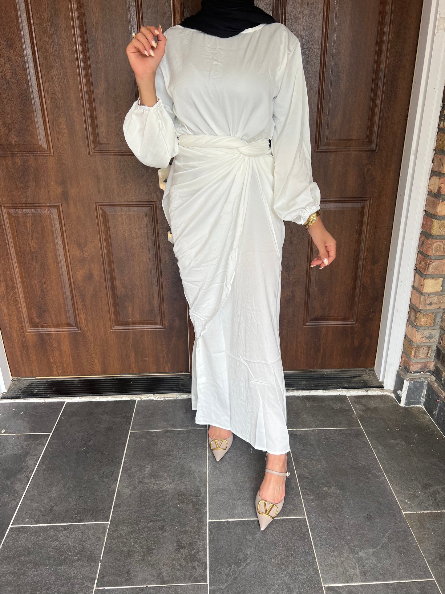 2 Pcs Suede Dress With Tie-Wrap Skirt