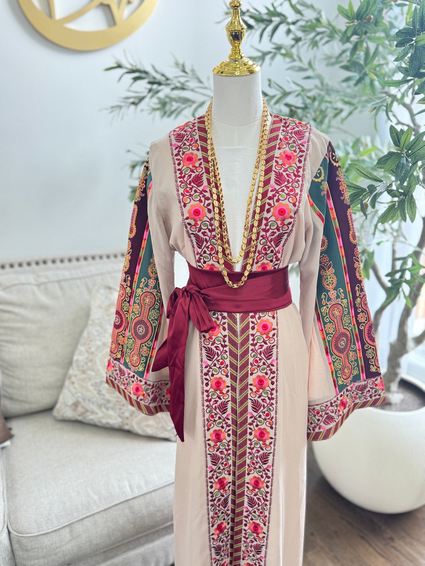 Embroidered Tatreez Open Malaka Thobe Abaya