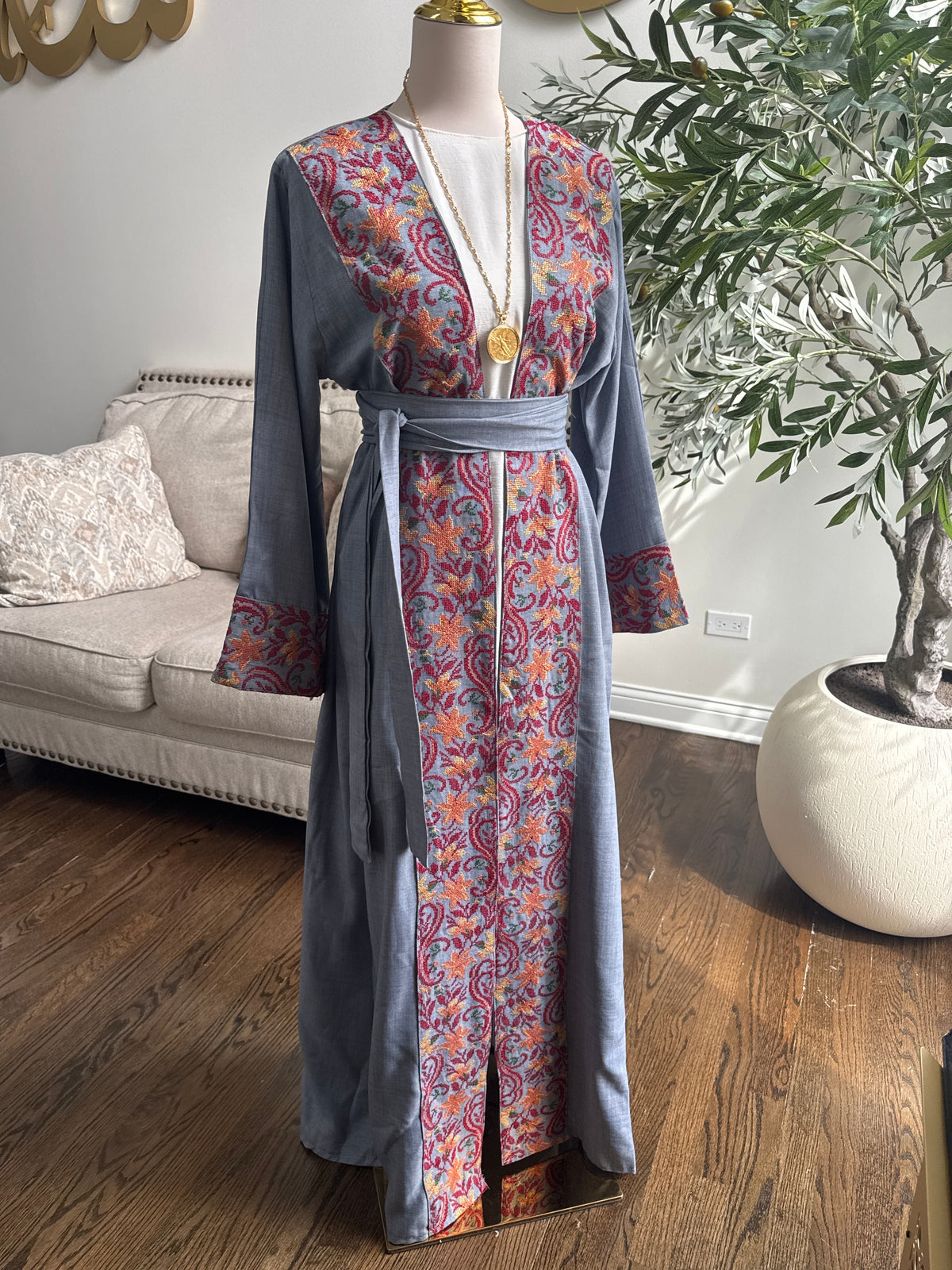 Embroidered open Abaya