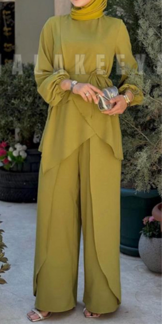 3 Pcs Chic Layered Modest Pants Set