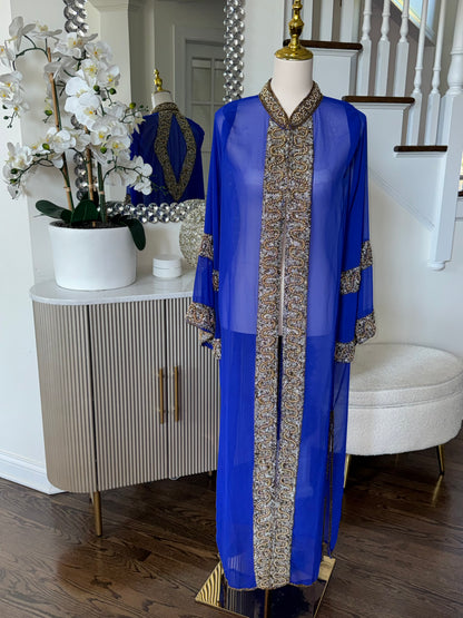 Stunning Sheer Chiffon Embellished Beaded Open Abaya