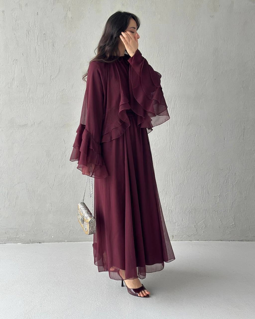 3 PCs Graceful Chiffon Ruffle Skirt Set