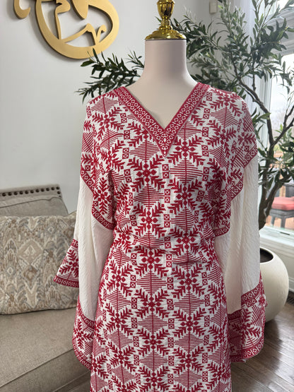 Palestinian Tatreez Traditional Embroidered Modest Butterfly Dress