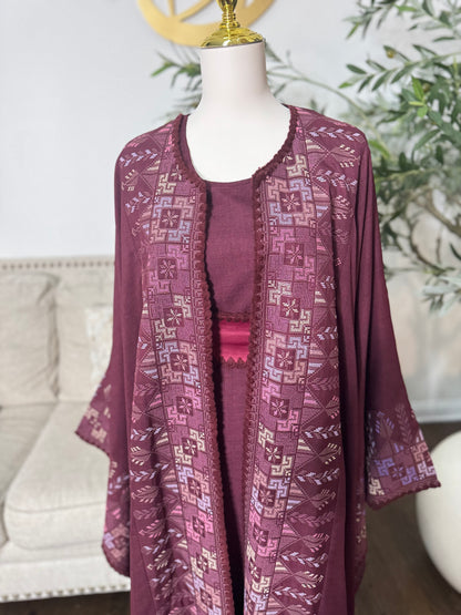 Luxurious embroidered Tatreez Butterfly Thobe Abaya set