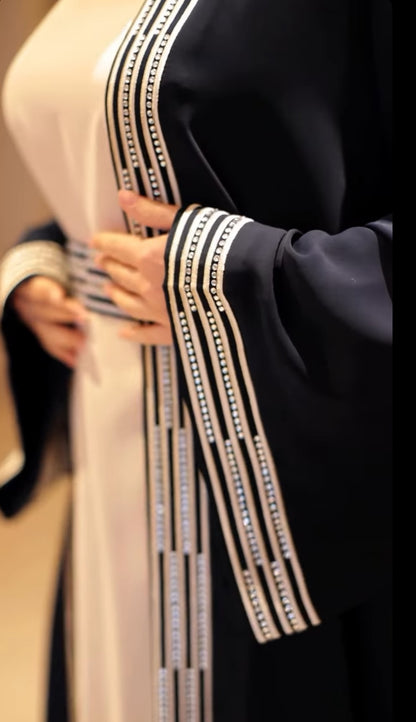 Embroidered & embellished Black Abaya Set