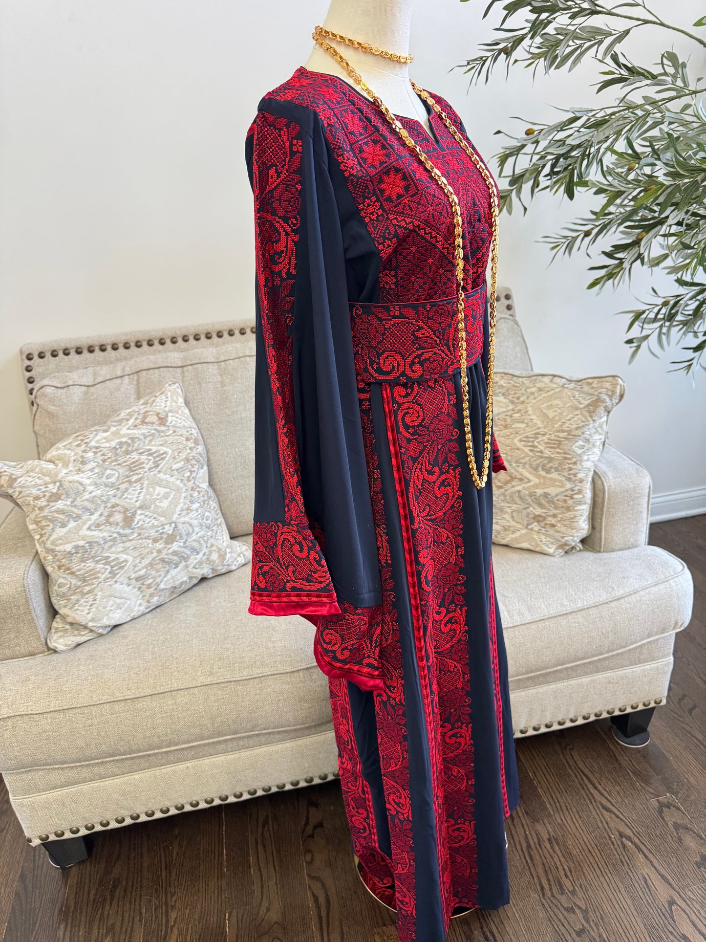 Navy Palestinian Tatreez Thobe