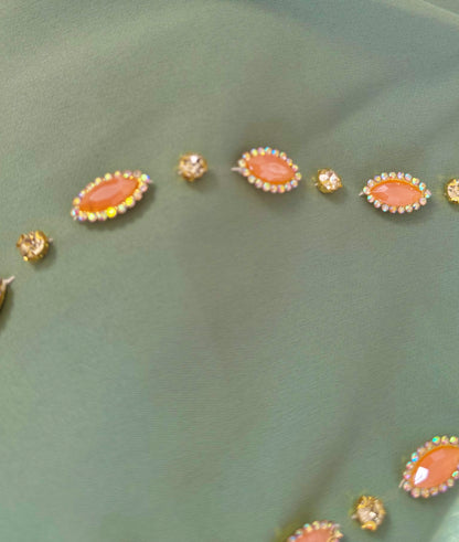 Embellished Open Abaya With Handwork Glass Beads wide Sleeves
