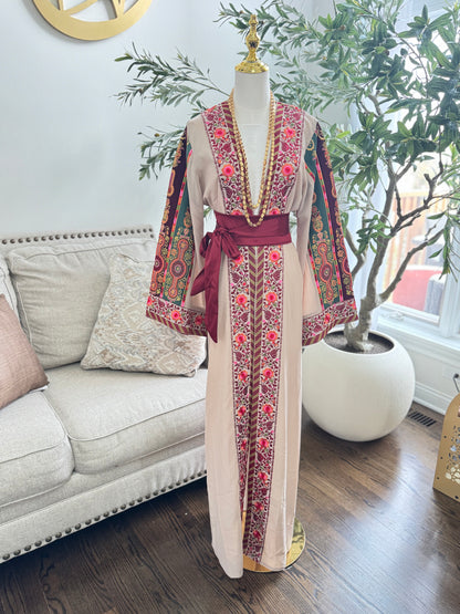 Embroidered Tatreez Open Malaka Thobe Abaya