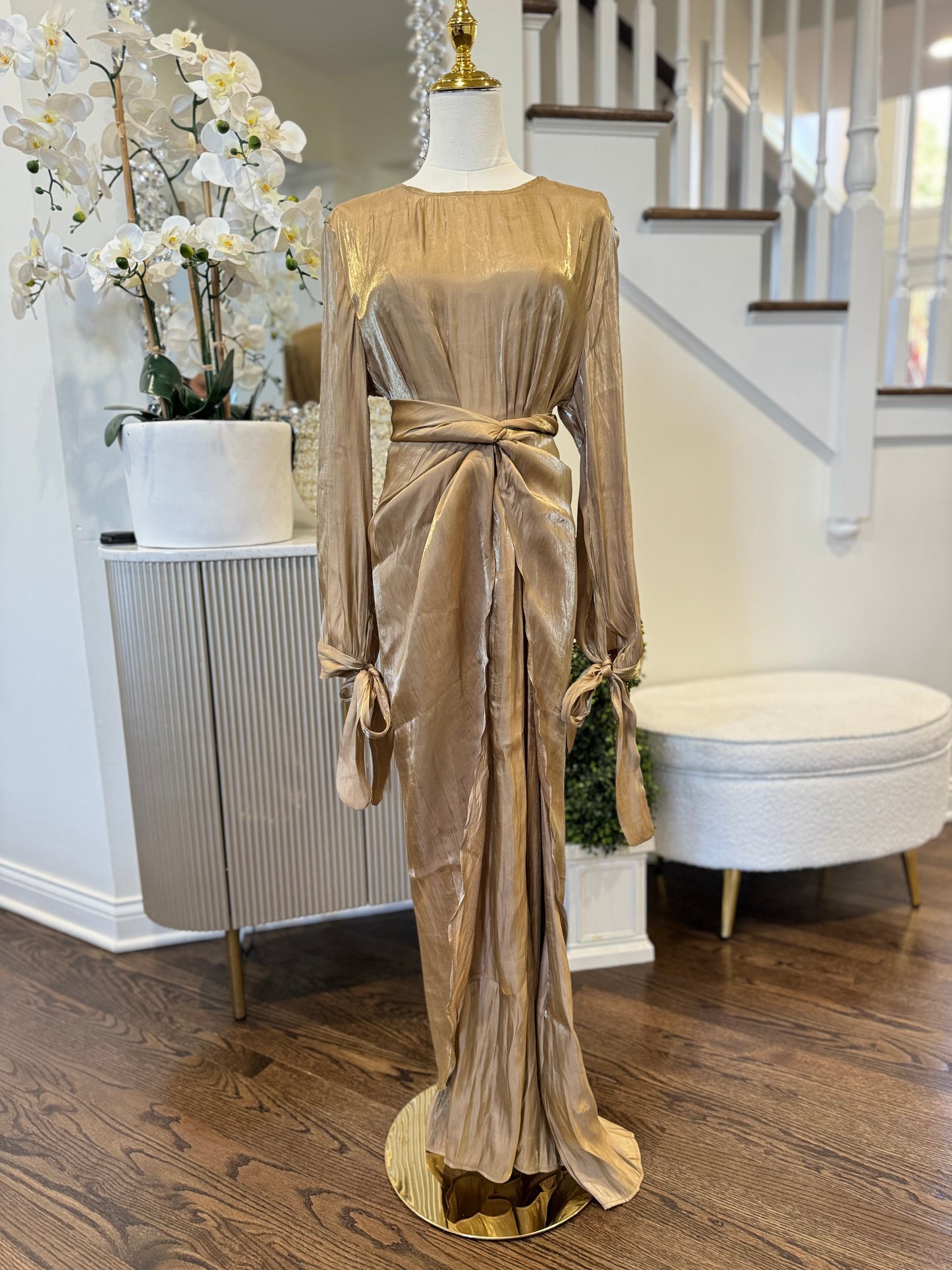 2 Pcs shinny Organza Dress With Wrap Skirt