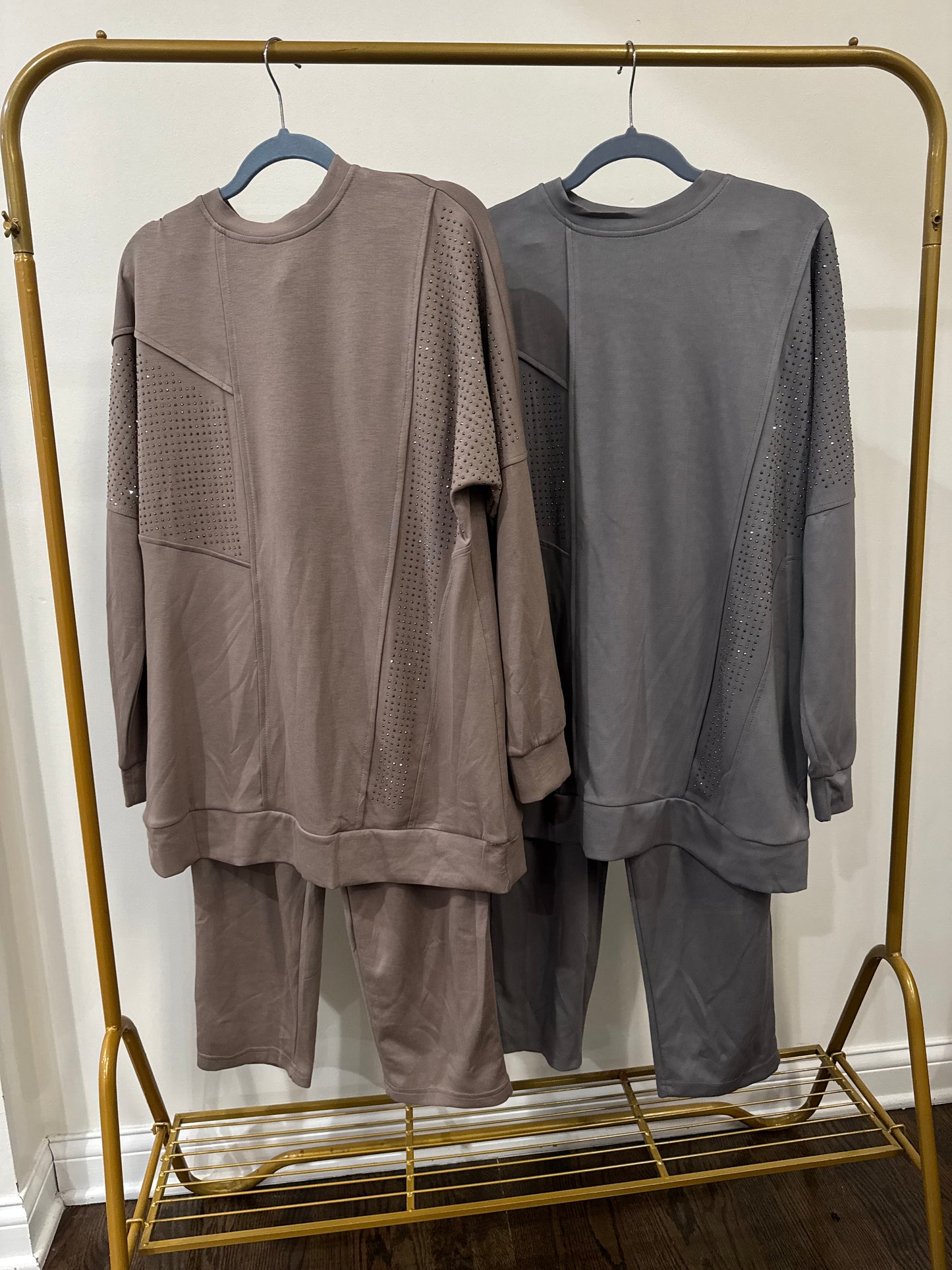 Everyday Modest Gray Two-Piece Set with Embellishments