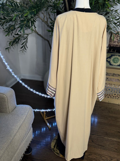 Butterfly oversized Crystal Beaded Modest traditional fabric shamigh Bisht Abaya set