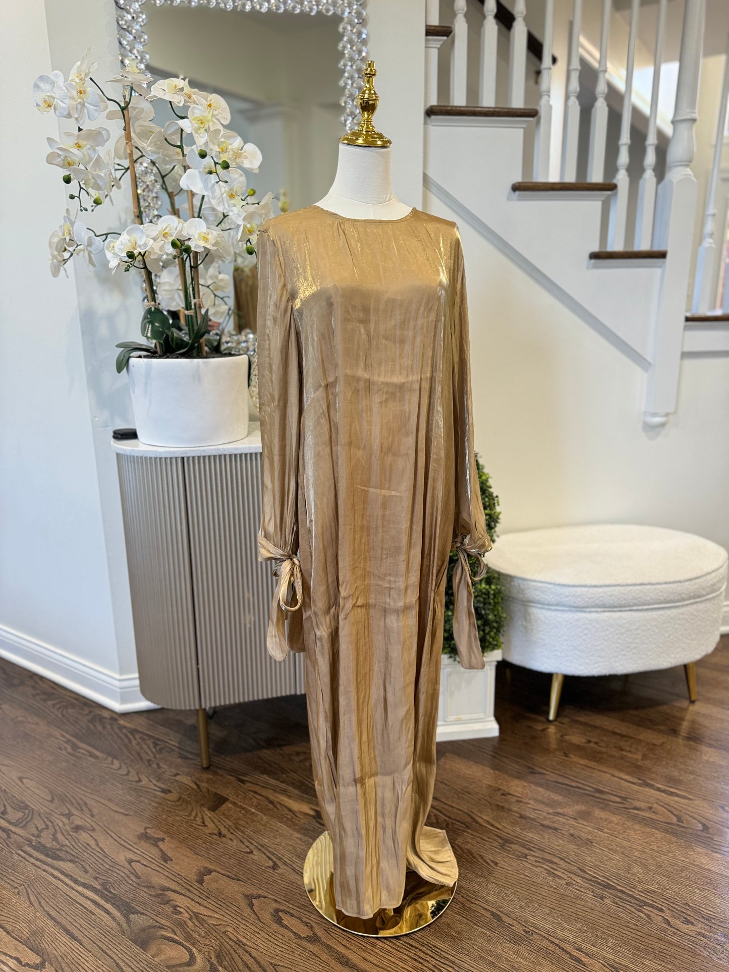 2 Pcs shinny Organza Dress With Wrap Skirt