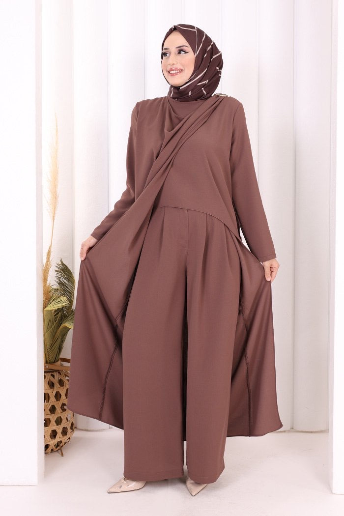 2 Pcs Long Tunic With Wide Pant Set