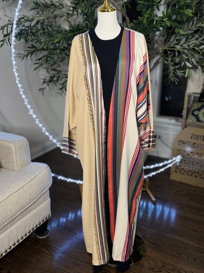 Butterfly oversized Crystal Beaded Modest traditional fabric shamigh Bisht Abaya set