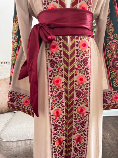 Embroidered Tatreez Open Malaka Thobe Abaya