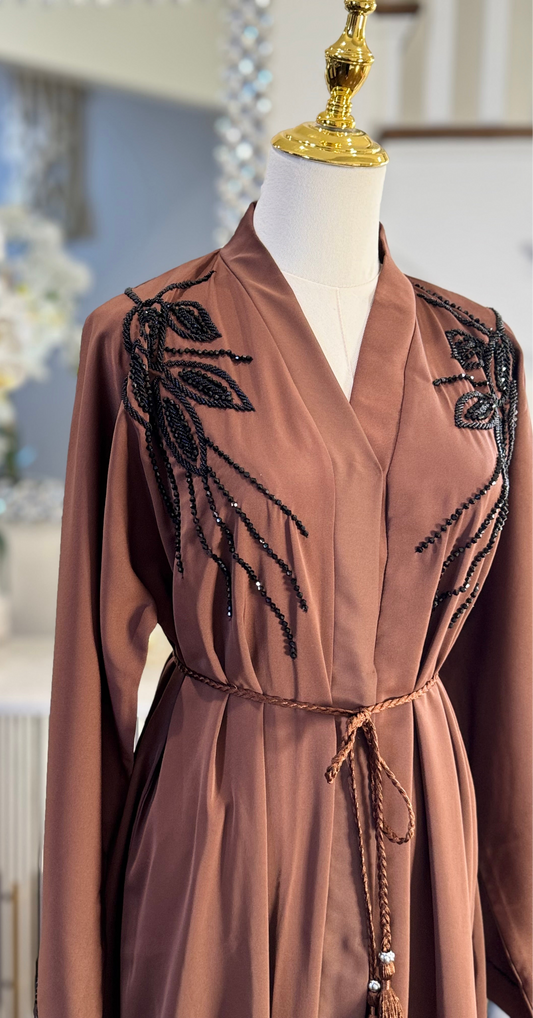 Embellished Light Brown Dubai Abaya