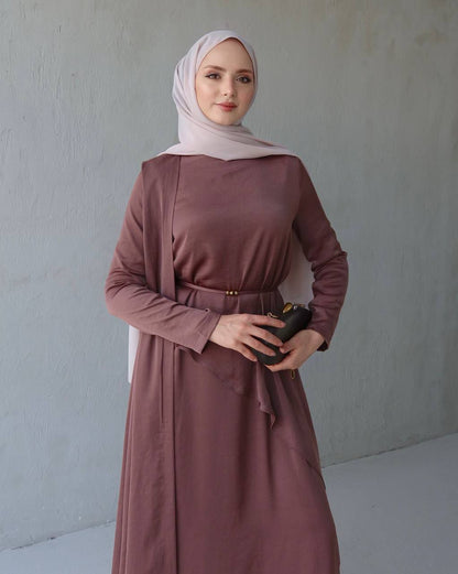 Elegant Draped Belted Maxi Dress