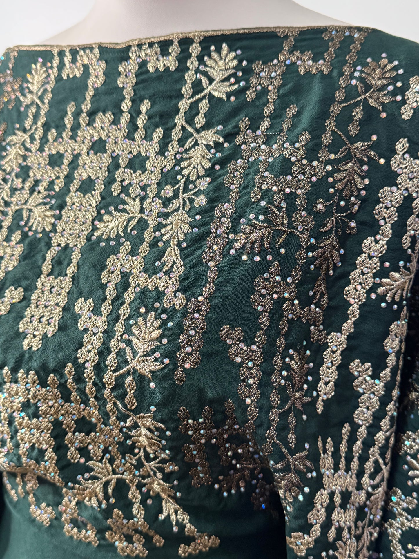 Traditional Embroidered Modest Dress with Adjustable Waist