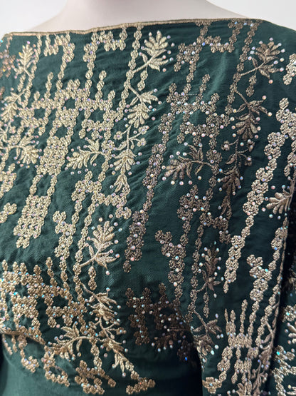 Traditional Embroidered Modest Dress with Adjustable Waist