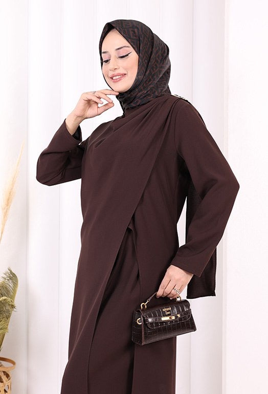 2 Pcs Long Tunic With Wide Pant Set