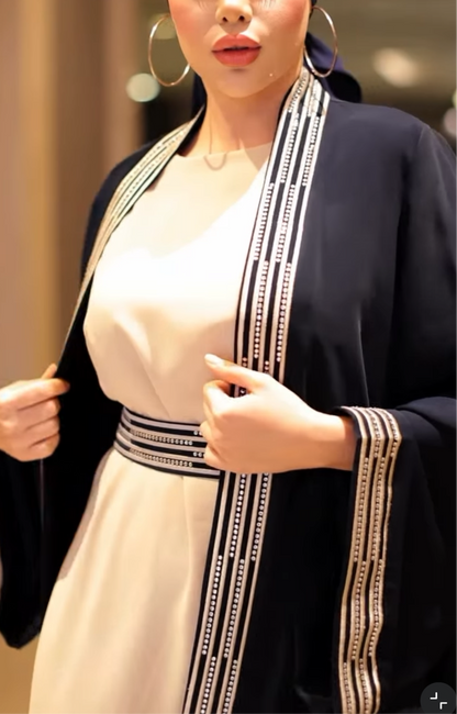 Embroidered & embellished Black Abaya Set