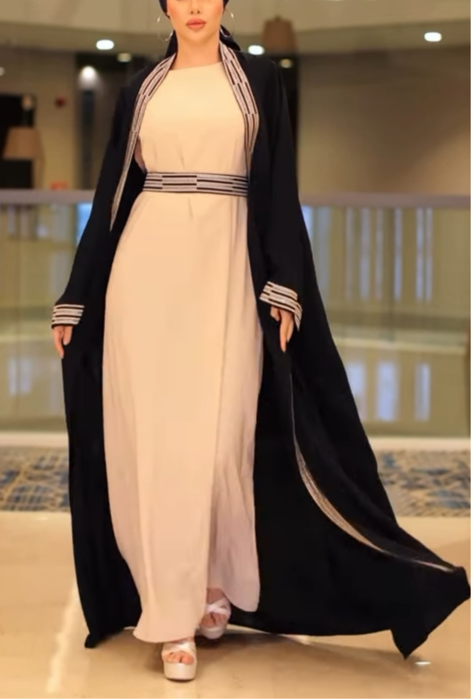 Embroidered & embellished Black Abaya Set