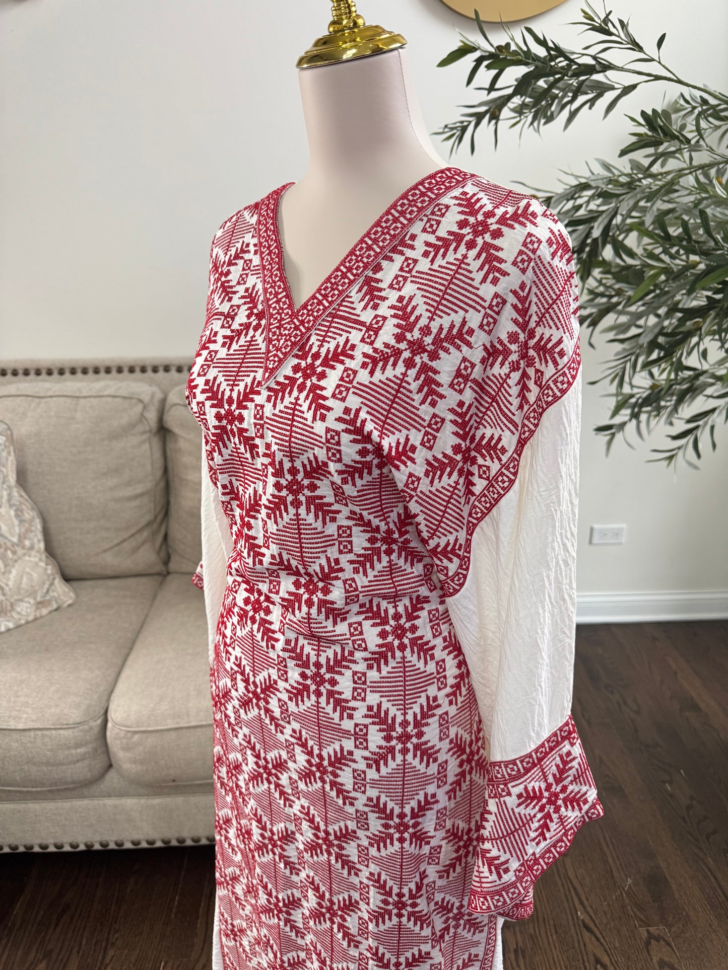 Palestinian Tatreez Traditional Embroidered Modest Butterfly Dress
