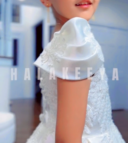 Luxury Off White Beaded lacePuffy Flower Girl Dress