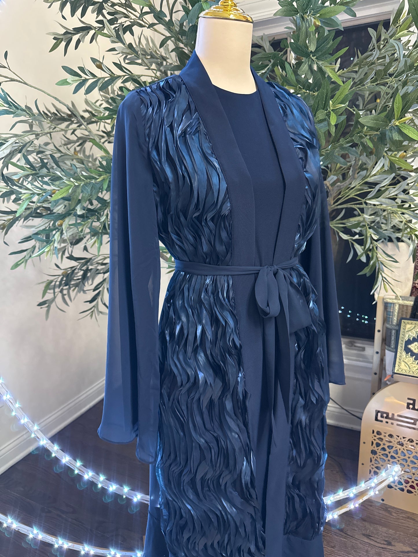 3 Pcs fancy Organza / chiffon Abaya Set