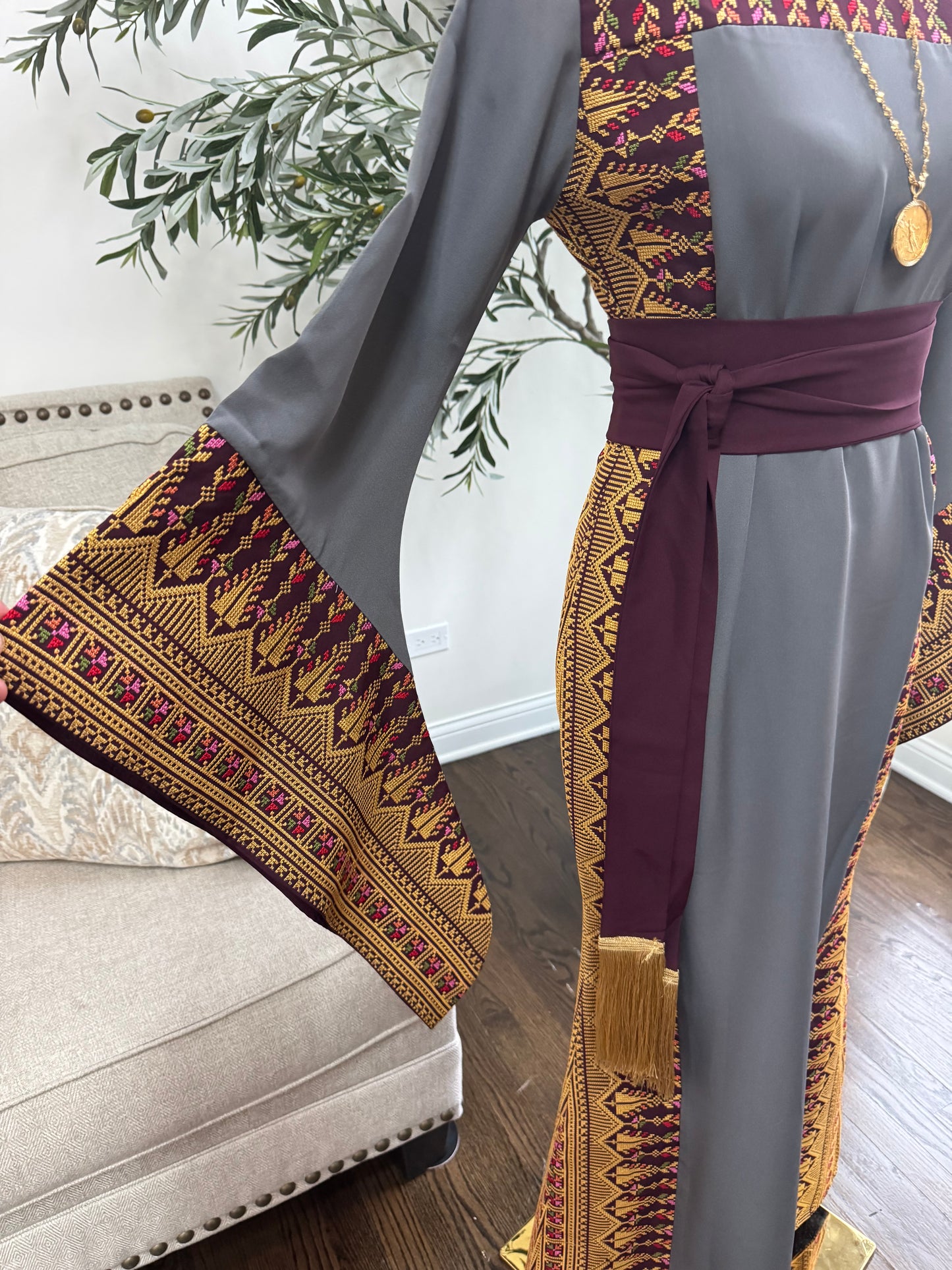 Luxurious Embroidered Tatreez Mermaid Thobe Dress via