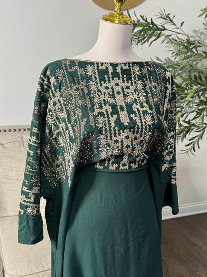 Traditional Embroidered Modest Dress with Adjustable Waist