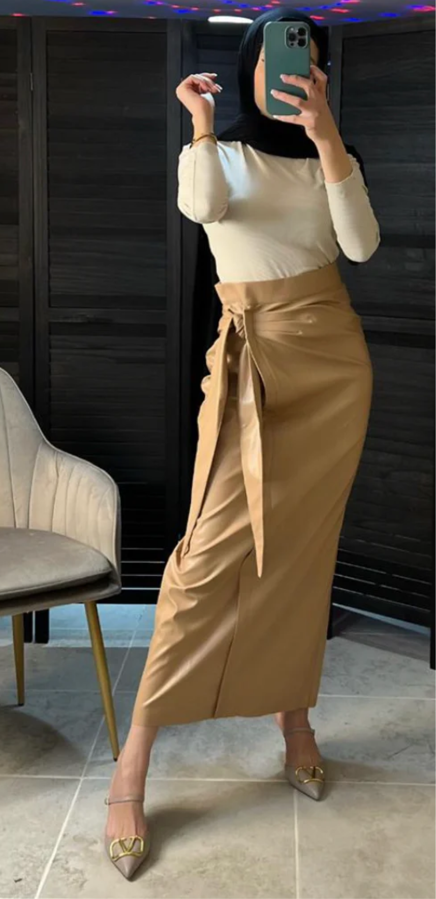 Faux Leather Long Skirt
