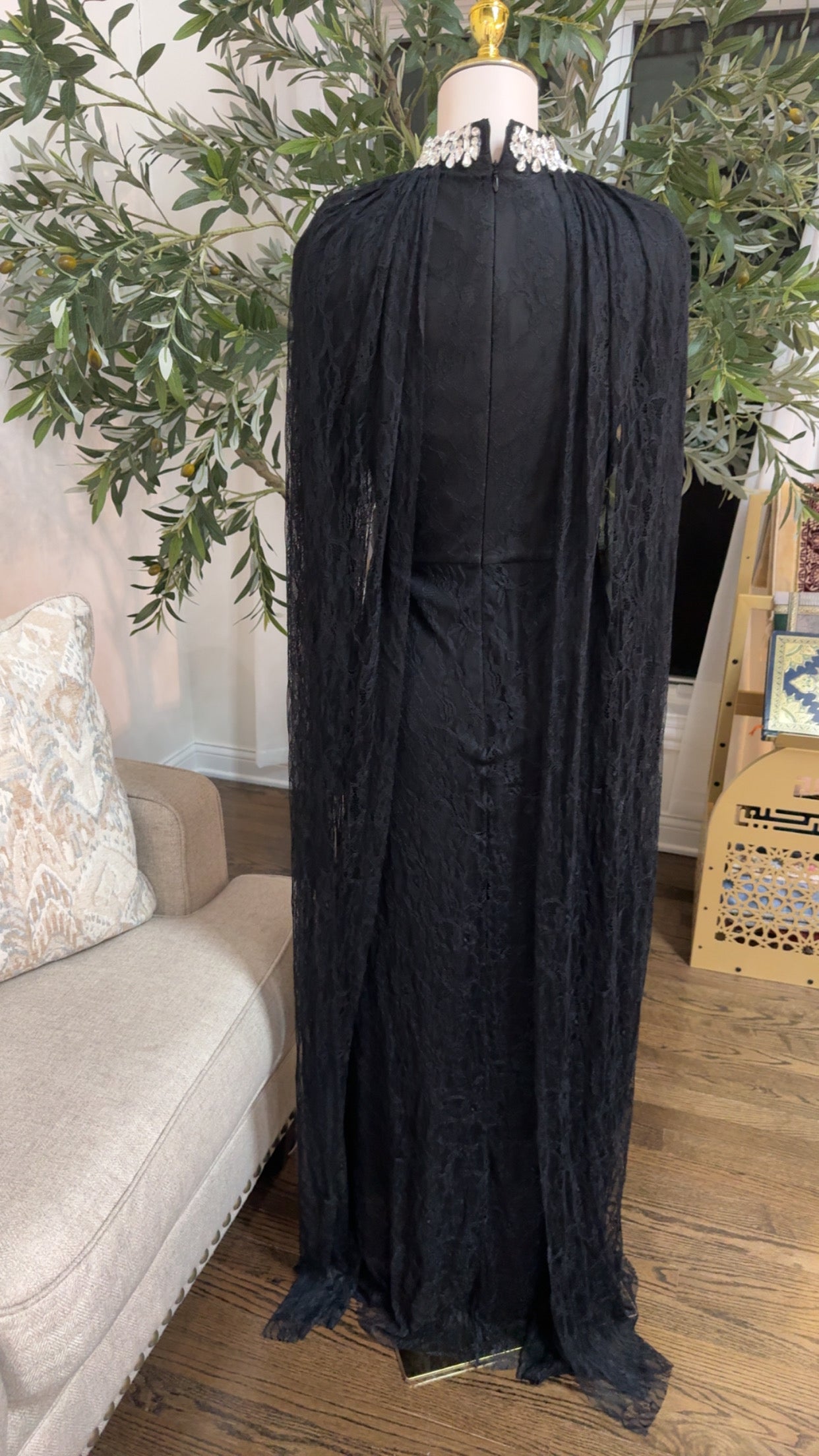 Crystal Grace Gown Turtle neck Lace Evening Dress