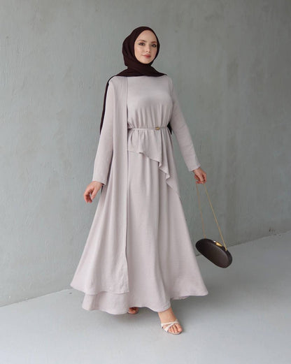 Elegant Draped Belted Maxi Dress