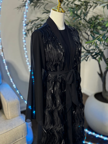 3 Pcs fancy Organza / chiffon Abaya Set