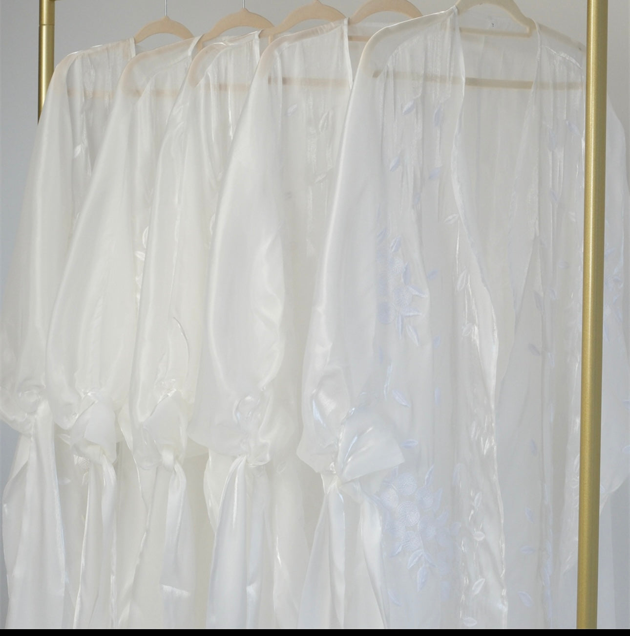 White Sheer Organza Embroidery Abaya