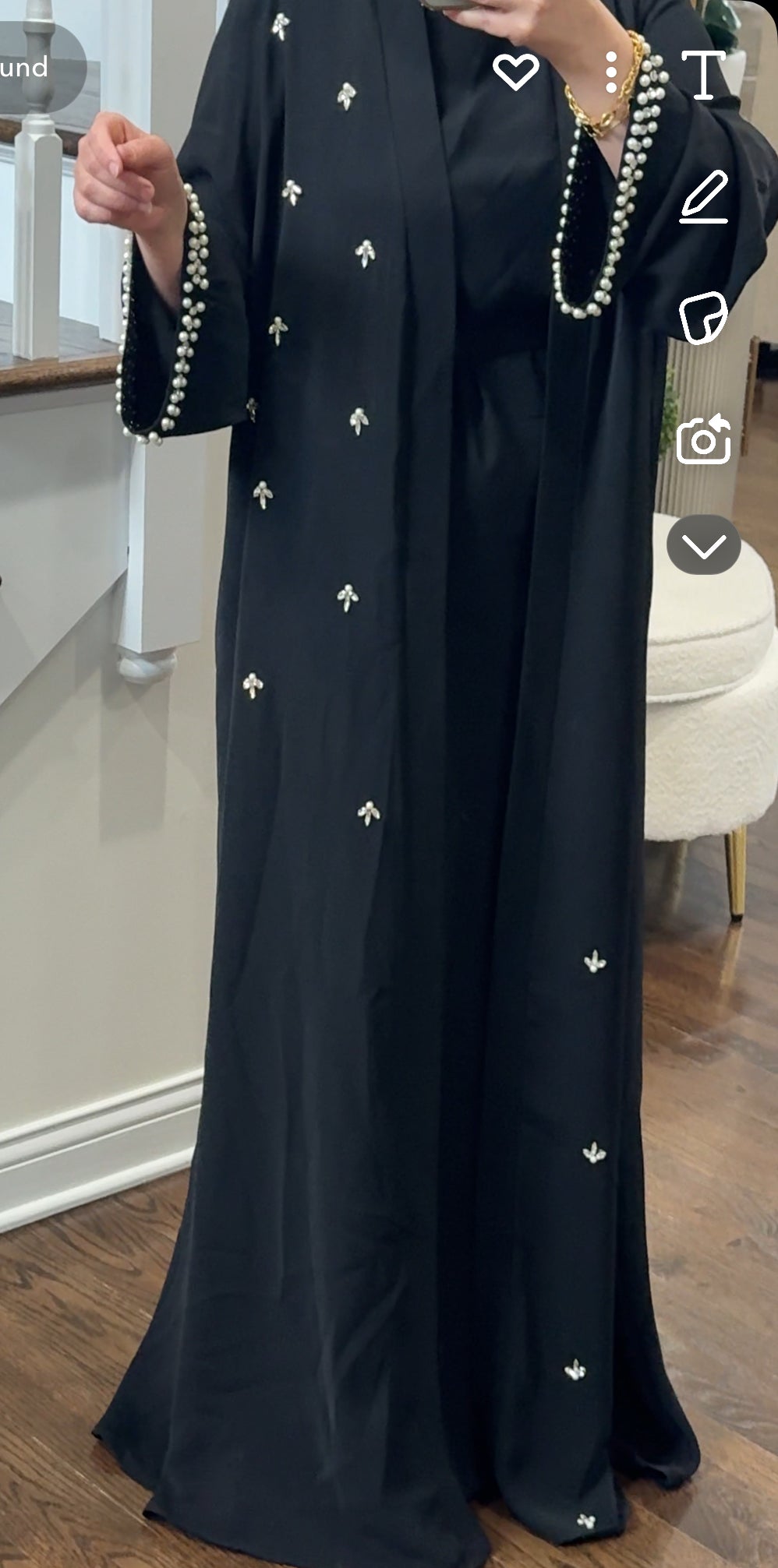 Embellished pearls abaya set