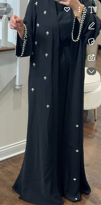 Embellished pearls abaya set
