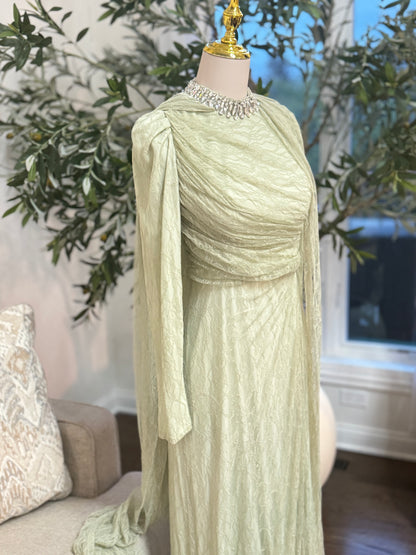 Crystal Grace Gown Turtle neck Lace Evening Dress