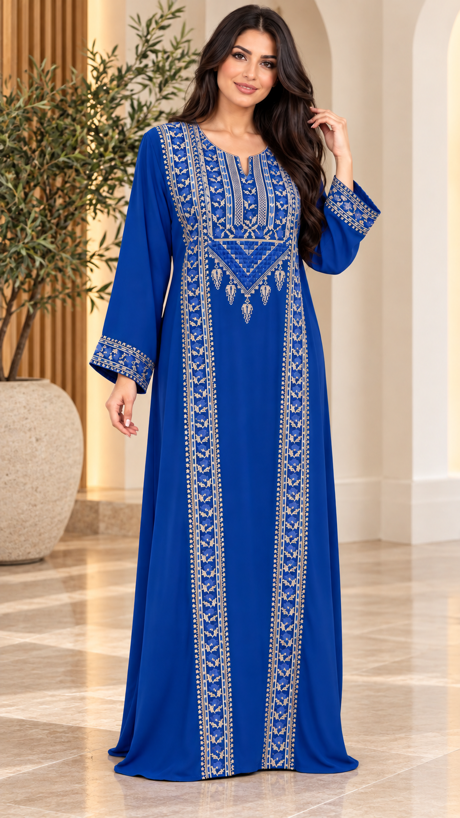 embroidered Tatreez Palestinian Royal Blue Thobe