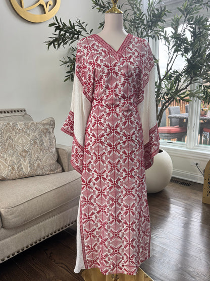 Palestinian Tatreez Traditional Embroidered Modest Butterfly Dress